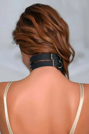 Black Faux Leather Studded Collar and Cuff Set Women Adjustable
