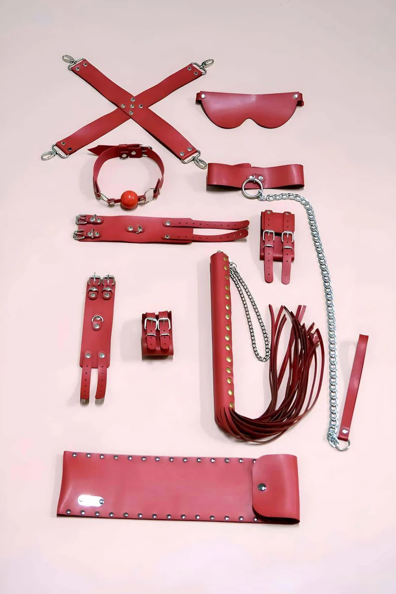 Red Faux Leather Handcuffs and