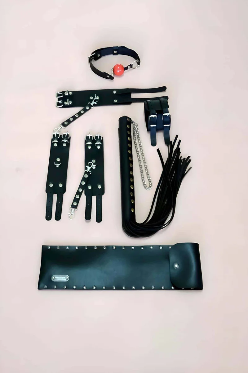 Black Studded Faux Leather Mouth