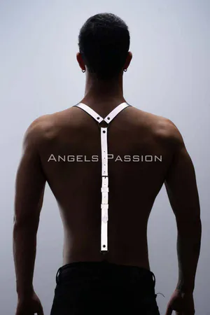 Reflective suspender harness with silver clasps