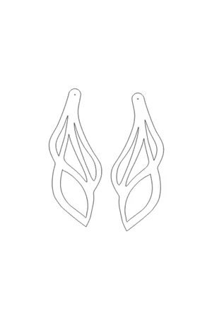 Black Laser Cut Feather Drop Earrings Side Profile