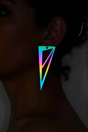Reflective Geometric Triangle Drop Earrings Iridescent Light Shift