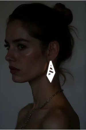 Reflective Prism Laser Cut Drop Earrings Silver Geometric