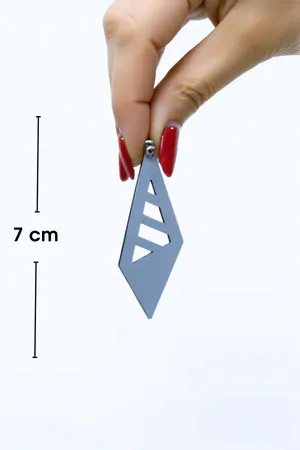 Reflective Prism Laser Cut Drop Earrings Silver Geometric