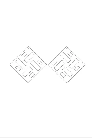 Reflective Geometric Square Cutout Earrings White Laser Pattern