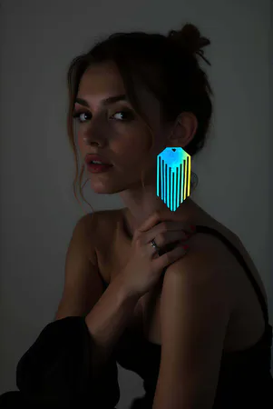 Reflective Geometric Tassel Earrings Rainbow Laser Cut Holographic Finish