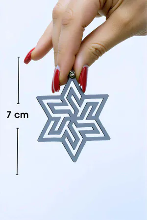 Reflective Abstract Star Earrings White Geometric Design Side View