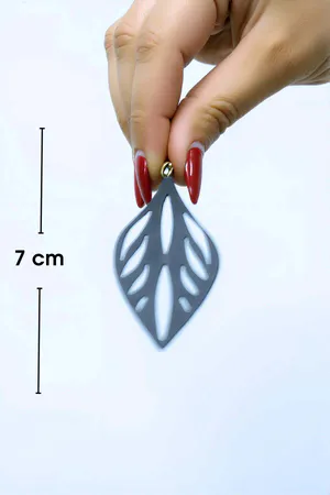Reflective Leaf Drop Earrings White Laser Cut Glowing