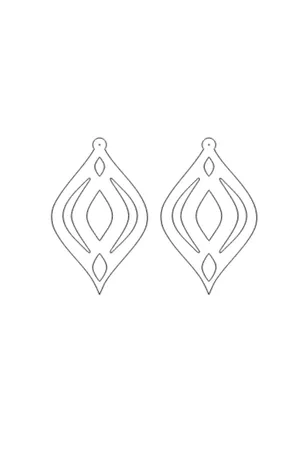 White Reflective Laser-Cut Drop Earrings Geometric Motif