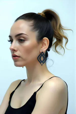 Laser Cut Faux Leather Drop Earrings Black Motif Geometric Design