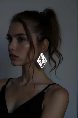 Reflective Diamond Earrings Abstract Cut-Out Design