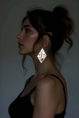 Reflective Diamond Earrings Abstract Cut-Out Design