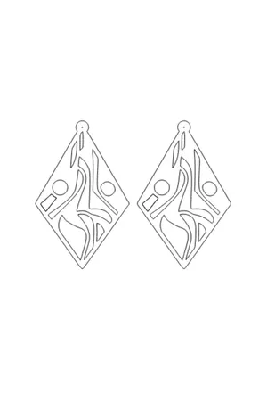 Reflective Diamond Earrings Abstract Cut-Out Design