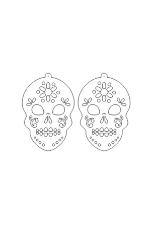 Reflective Sugar Skull Drop Earrings Iridescent Floral Cutouts