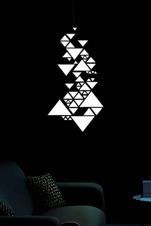 White Geometric Triangular Reflective Wall Art Cascade on Black Background