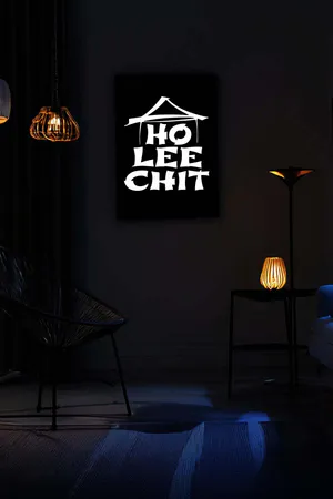 Siyah Reflektörlü "Ho Lee Chit" Duvar Dekoru Sanat Tablosu