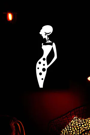 Reflective Polka Dot Silhouette Wall Art Black White Faux Leather