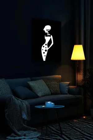 Reflective Polka Dot Silhouette Wall Art Black White Faux Leather