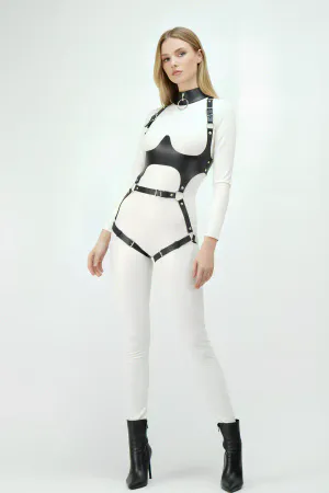 Deri Harness, Göğüs Altı Destekli Harness Takım, Deri Dansçı Kostüm - APFT1402