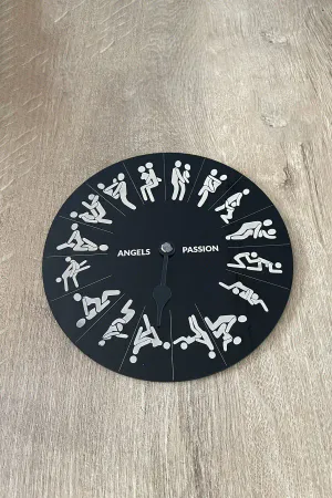 Black Plexiglass Intimacy Game Wheel with White Position Graphics