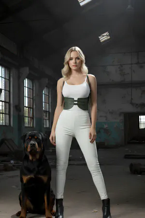 Haki renk vegan deri vücut harness kemeri, ayarlanabilir tokalarla