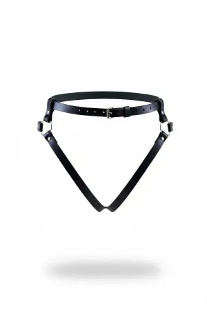Black Faux Leather Hip Harness Thong Garter Belt Adjustable