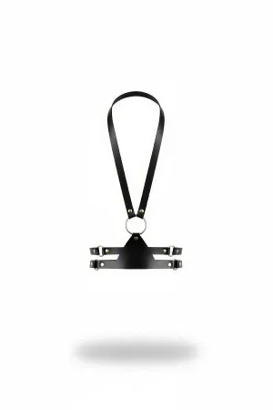 Black Faux Leather Minimalist O-Ring Chest Harness with Adjustable Straps