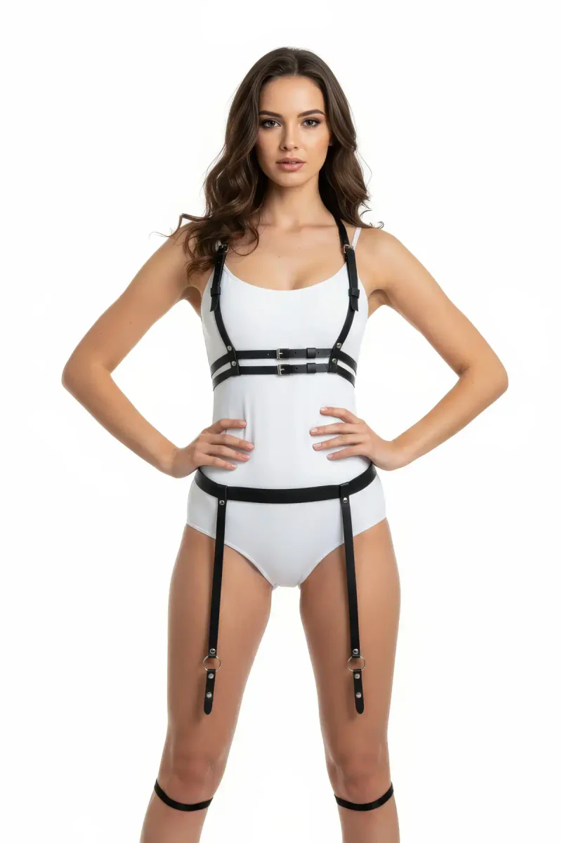Faux Leather Chest Harness Close