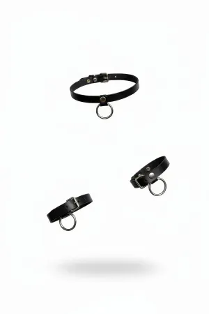 Black Faux Leather Choker with Silver O-Ring