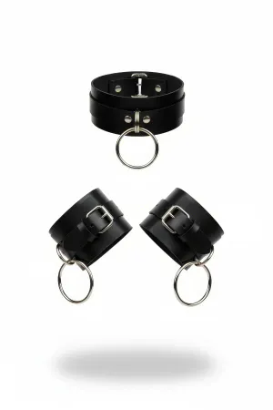 Siyah Choker Metal Halka Detaylı Kalın Deri - APFT241