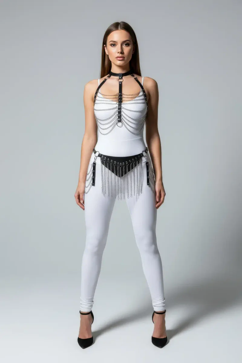 Suni Deri Göğüs Harness