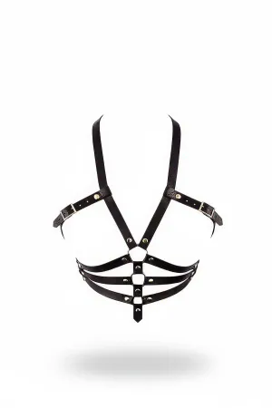 Black Faux Leather Underbust Chest Harness with Adjustable Buckles