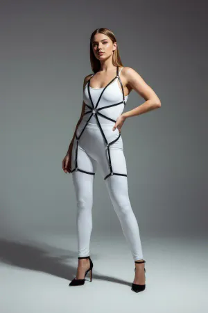 Siyah Kadın Body Harness Kafes Detaylı Tam Vücut Aksesuarı - APFT360