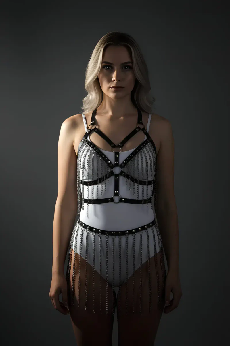Siyah Suni Deri Harness