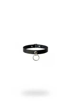 Siyah Choker Metal Halka Detaylı Deri Kolye - APFT519