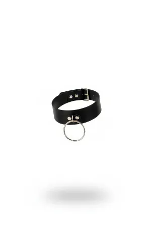 Siyah Choker Deri Kalın Halka Detaylı Kolye - APFT522
