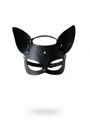 Black Faux Leather Cat Ear Face Mask with Silver Rivets
