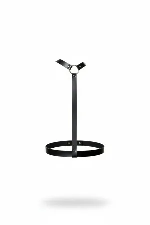 Minimalist Black Faux Leather O-Ring Chest Harness Front View Adjustable Straps