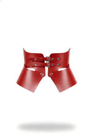 Red Faux Leather Waspie Waist Harness Structured Silhouette