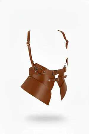 Tan Faux Leather Underbust Corset Harness Women Adjustable Straps