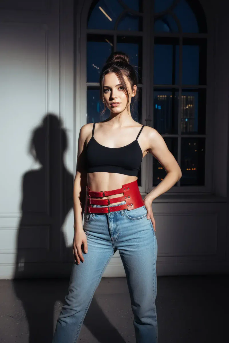 Triple Buckle Faux Leather Waist Belt