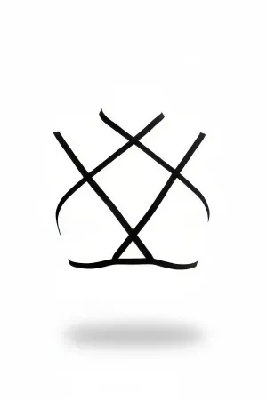 Black Geometric Chest Harness with Cross Straps Vegan Leather