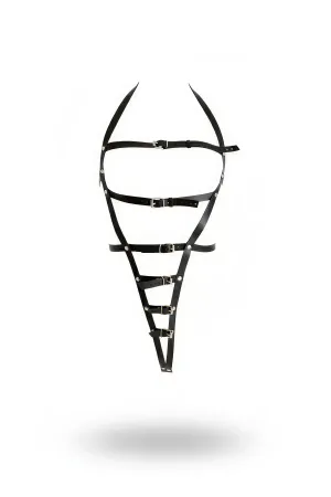Siyah Body Harness Suni Deri Çoklu Tokalı Ayarlanabilir Vücut Aksesuarı - APFT790