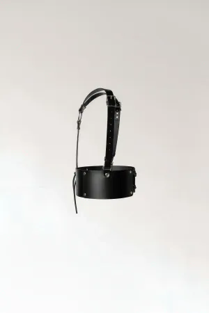 Black Faux Leather Corset Waist Harness Women O-Ring Details