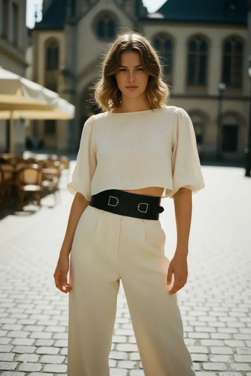 Black Wide Waist Harness Fashion Accessory Worn