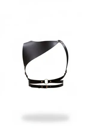 Black Asymmetrical Faux Leather Panel Chest Harness women's fashion accessory