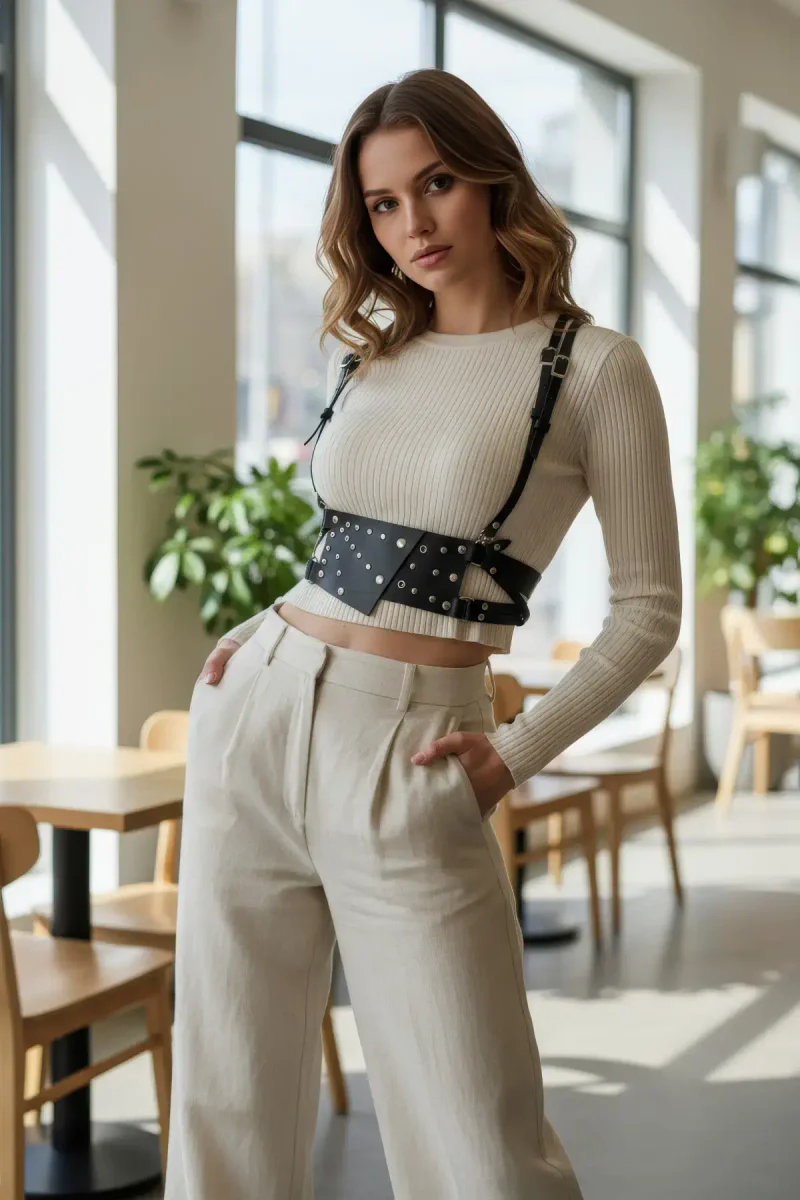 Waist Bag Harness Studded Close
