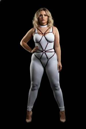 Geometric Ring Full Body Harness with dark metal rings and straps