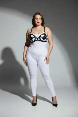 Black Faux Leather Cage Bra Harness with Geometric Straps