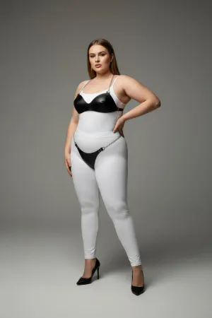 Black Faux Leather Bra and Garter Harness Set on Plus Size Model